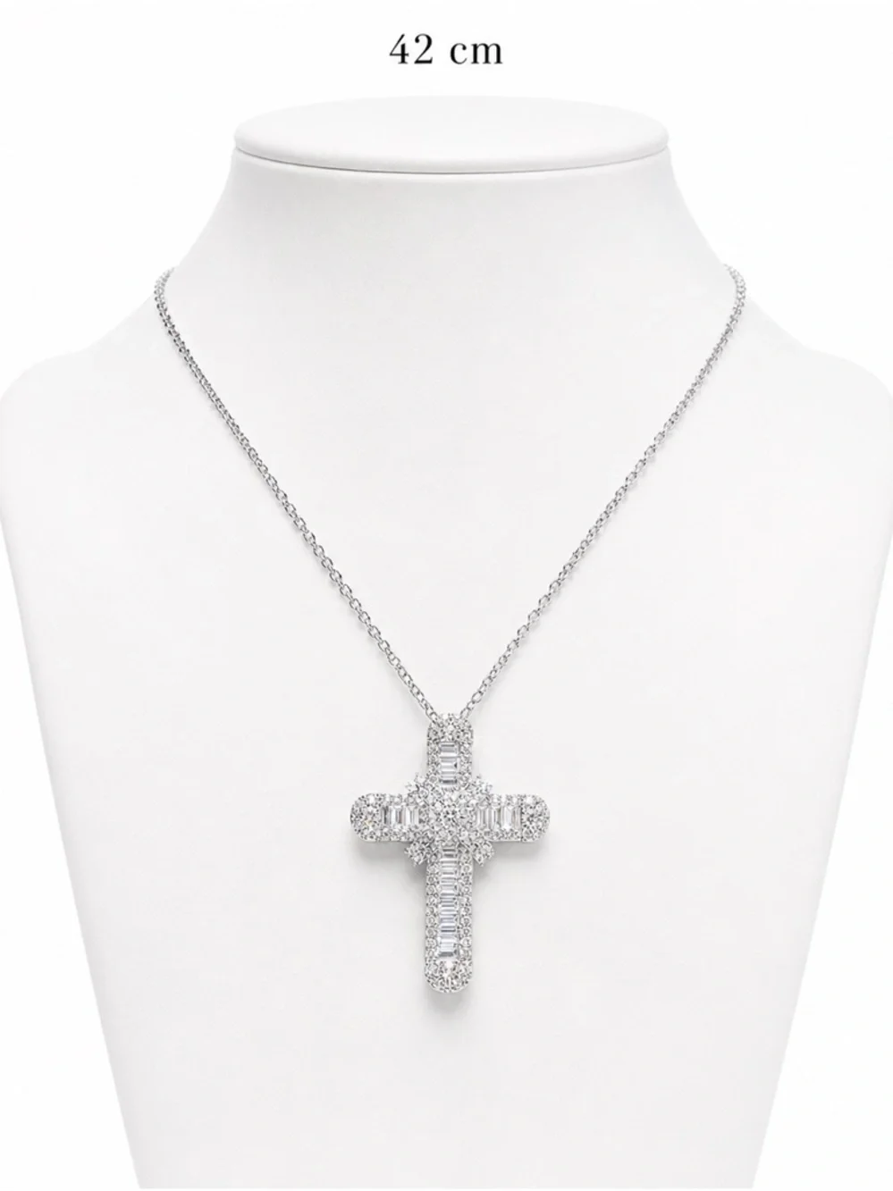 Silver Cross Pendant Necklace - Women Jewelry - Picture 3 of 4